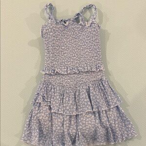 Katie J NYC Purple Smocked Ruffled Sundress